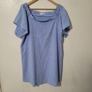 Love Riche Sky Blue Off-Shoulder Blouse